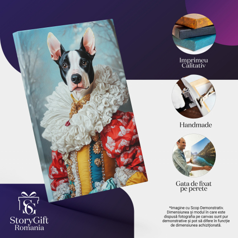  Tablou Canvas Personalizat Bufon Regal În Pădurea Cu Zăpadă Și Detalii Din AurMarime 70x50CM [3]