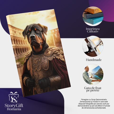  Tablou Canvas Personalizat Cavaler Regal Cu Armură De Aur În Fața AteneuluiMarime 40x25CM [3]