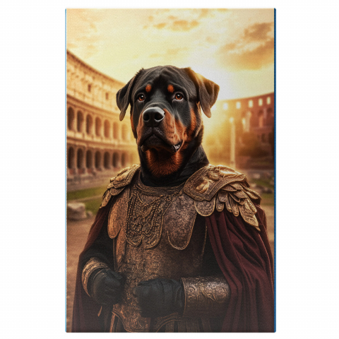 Războinici -  Tablou Canvas Personalizat Cavaler Regal Cu Armură De Aur În Fața AteneuluiMarime 40x25CM