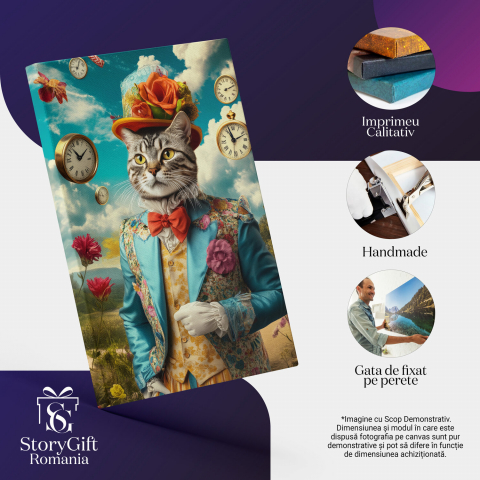 Tablou Canvas Personalizat - Animal în Ținută Regală cu Pălărie și Papion
Marime 90x60CM [3]