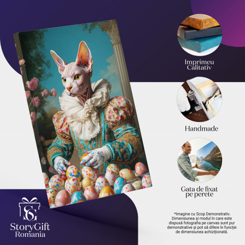  Tablou Canvas Personalizat Regal De Paște Cu Guler Ruff Și Oua ColorateMarime 40x25CM [3]