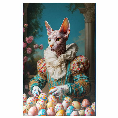 Sărbători -  Tablou Canvas Personalizat Regal De Paște Cu Guler Ruff Și Oua ColorateMarime 40x25CM