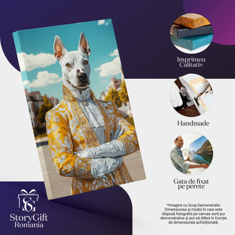  Tablou Canvas Personalizat Ținută Regală Masculină Cu Jupon Auriu Și MedalionMarime 70x50CM [3]