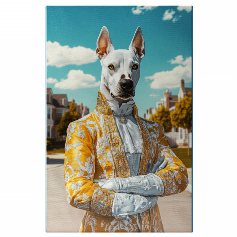 Oraș -  Tablou Canvas Personalizat Ținută Regală Masculină Cu Jupon Auriu Și MedalionMarime 40x25CM