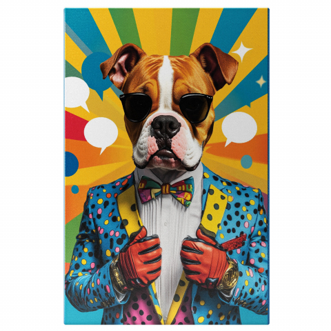 Abstract - Stil Comics cu Sacou Albastru și Papion VibrantMarime 40x25CM