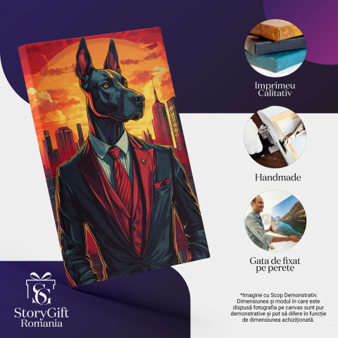  Tablou Canvas Personalizat Costum Negru Cu Detalii Roșii Și Cravată RoșieMarime 40x25CM [3]