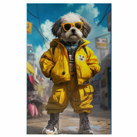 Oraș -  Tablou Canvas Personalizat Ținută Hip-Hop Galbenă Cu Ghete ÎnalteMarime 40x25CM