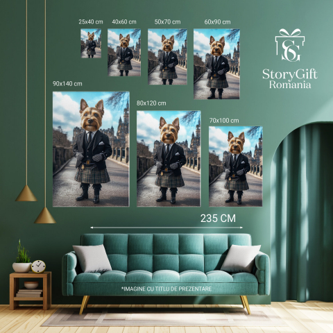  Tablou Canvas Personalizat Kilt Tradițional Cu Sacou Negru În Castel InterbelicMarime 100x70CM [5]