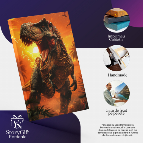 Tablou Canvas Tiranozaur Fioros la Apus, Marime 40x25CM [1]