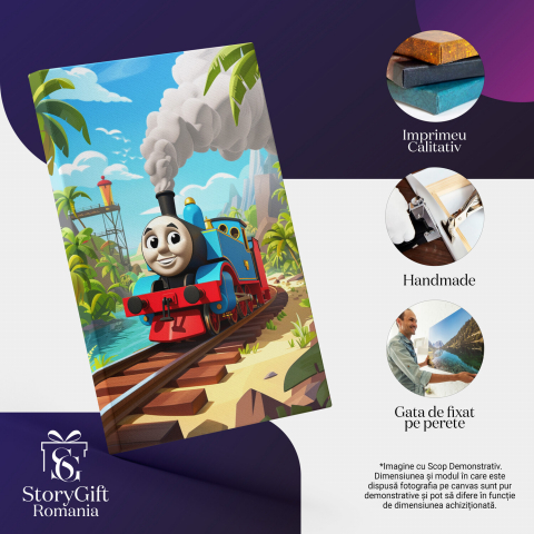 Tomas Locomotiva cu Aburi - Pictură Digitală de Desene Animate, Marime 40x25CM [1]