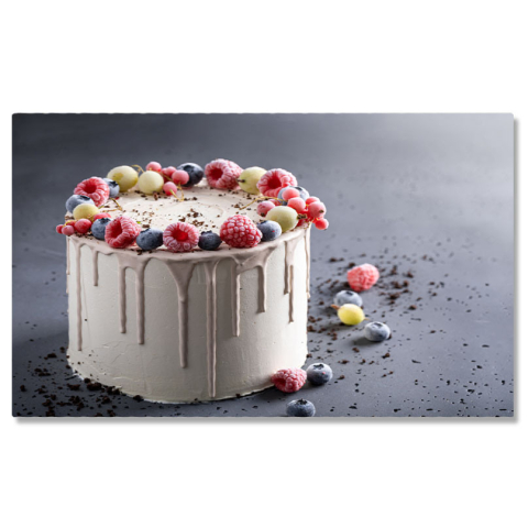 Diverse - Tablou Canvas Tort Facut in Casa si Dulce cu Boabe de Cafea si Fructe de Padure  O Deliciu Cu Crema, Fructe si Decorat Cu Boabe de Cafea 40x25CM