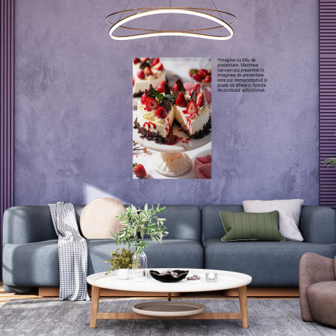 Tablou Canvas Tort cu Bezea și Căpșuni - Dulciuri Delicioase pentru Pofticioși, Marime 40x25CM [2]