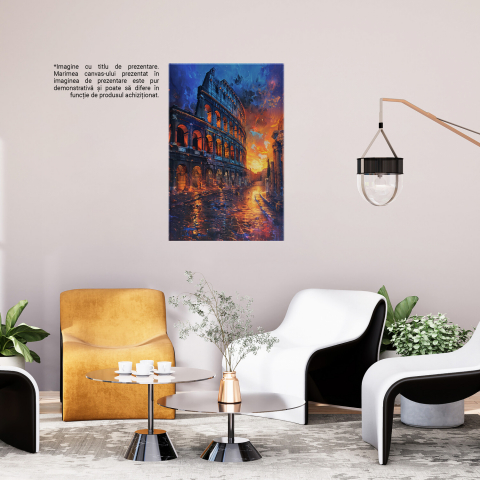 Colosseum Pictat în Ulei cu Tonuri Calde - Turism Roma, Marime 40x25CM [1]