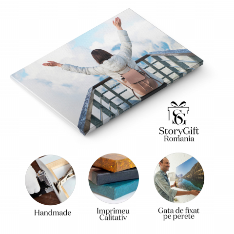 Turist Admirând Priveliștea Munților: Aventura în Mijlocul Naturii, Marime 40x25CM [1]