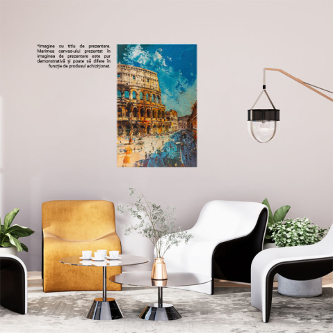 Tablou Canvas: Turiștii la Colosseum Dorința de Apropiere de Locurile Istorice Nemuritoare Pictura Digitala 40x25CM [1]