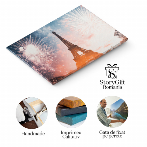 Turnul Eiffel în Noaptea cu Artificii - Magia Parisului, Marime 40x25CM [1]