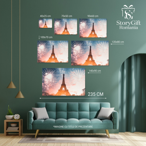 Turnul Eiffel în Noaptea cu Artificii - Magia Parisului, Marime 40x25CM [3]