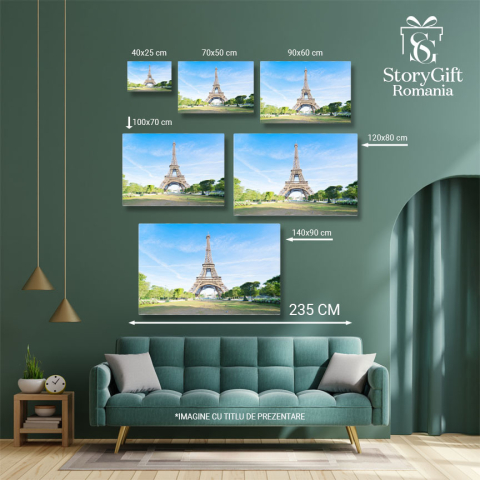 Tablou Canvas Turnul Eiffel si Cerul paris, franta, eiffel, turn, cer, albastru, clar, monument 1759 40x25CM [4]