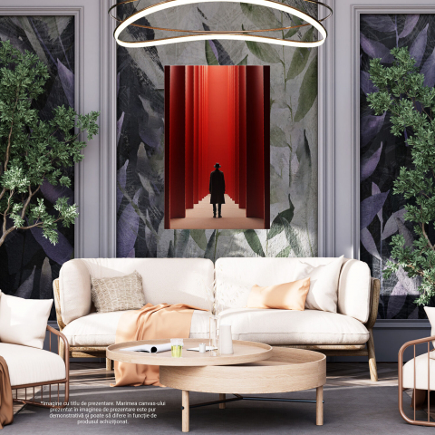 Tablou Canvas Bărbat în Tunel Roșu | Pictură Digitală Abstractă, Marime 40x25CM [3]