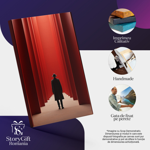 Tablou Canvas Bărbat în Tunel Roșu | Pictură Digitală Abstractă, Marime 40x25CM [1]