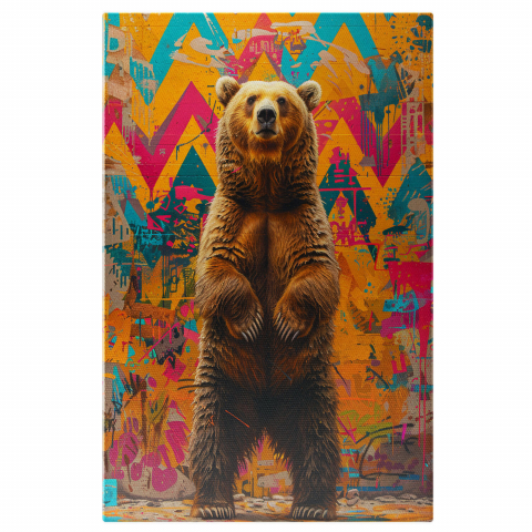 Urs Urbanizat Atras de Culorile Orașului - Pictură Digitală cu Forme Diverse, Marime 40x25CM