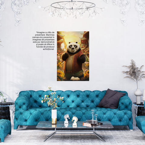 Urs Panda Pregătit de Kung Fu lângă Templele Chinezești în Costum Tradițional, Marime 40x25CM [3]