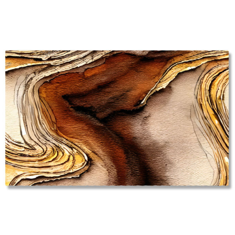 Diverse - Tablou Canvas: Valuri de maro în trunchi de copac - Dtealii aurii în crăpături 40x25CM