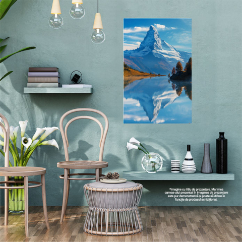 Tablou Canvas: Vârful de Neatins Brazii Aplecați la Poalele Munților Necuceriți Cer Senin Pictura Digitala 40x25CM [1]