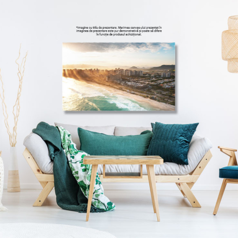 Tablou Canvas Vedere Aeriana a Barra da Tijuca la Apus aerian, Barra da Tijuca, apus, Brazilia 204 40x25CM [2]