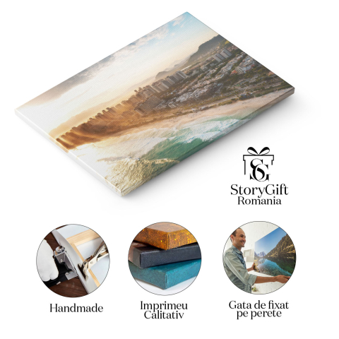 Tablou Canvas Vedere Aeriana a Barra da Tijuca la Apus aerian, Barra da Tijuca, apus, Brazilia 204 40x25CM [1]