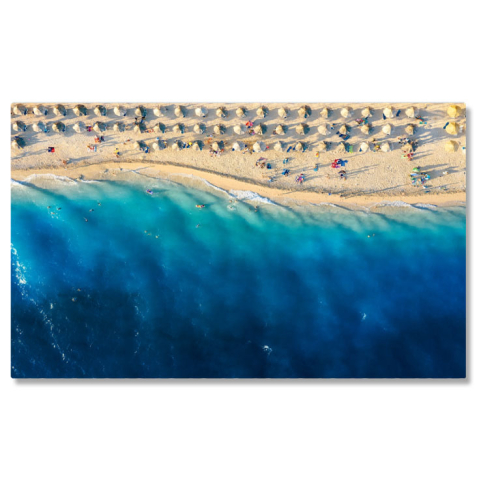 Peisaje cu Drona - Tablou Canvas Vedere Aeriana a Marii Mediterane cu Plaja Vacanta, Aerial, Mediterana 2993 40x25CM