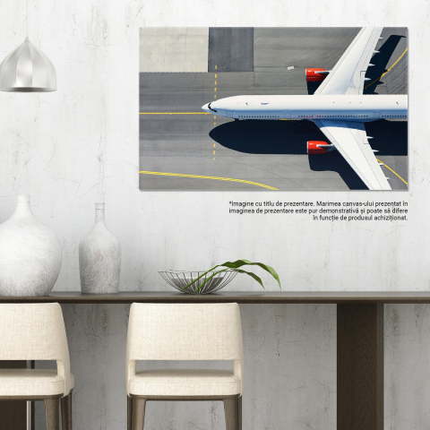 Vedere Aeriană la Aeroport - Avion Taxând către Pistă de Decolare, Marime 40x25CM [2]