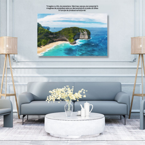 Tablou Canvas Vedere Aeriana la Marea cu Apa Albastra si Stanci aerian, mare, apa, stanci, Indonezia 194 40x25CM [2]