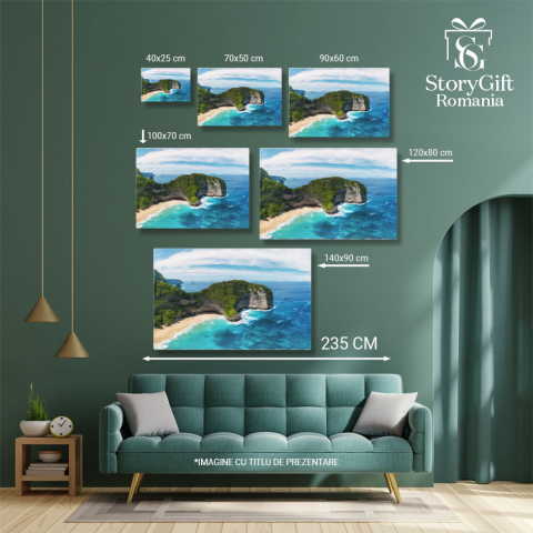 Tablou Canvas Vedere Aeriana la Marea cu Apa Albastra si Stanci aerian, mare, apa, stanci, Indonezia 194 40x25CM [4]