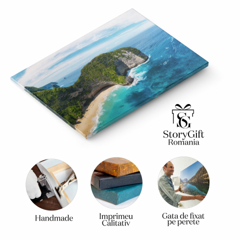 Vedere Aeriană la Marea cu Apă Albastră și Stânci - Un Peisaj de Vis, Marime 40x25CM [1]