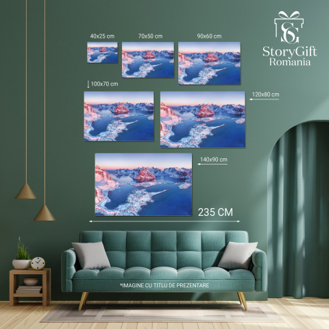 Vedere Aeriană la Marea cu Apă Turcoaz și Plaja - Paradis Tropical, Marime 40x25CM [3]