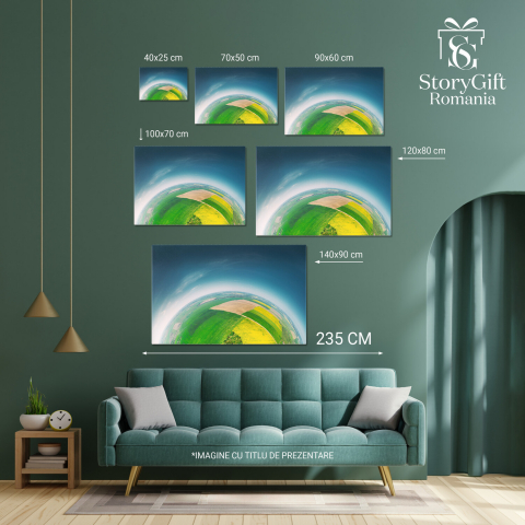 Vedere Aeriană la Sarca Verde Zona Rurală - Un Peisaj Rural Sustenabil, Marime 40x25CM [3]