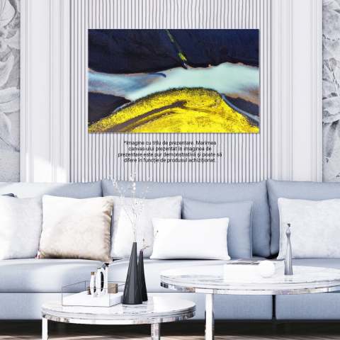 Vedere Abstractă a Liniilor de Coastă Negre și Valuri – Artă Contemporană, Marime 40x25CM [2]