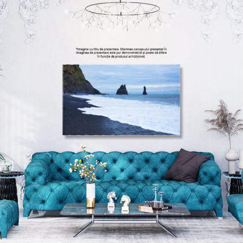 Tablou Canvas Vedere asupra liniilor de coasta negre si valuri in Islanda, arctic, natura, peisaj 2463 40x25CM [2]