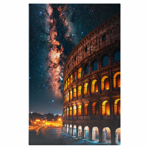 Calea Lactee - Colosseumul Sub Cerul Plin de Stele - Luminat Artificial - Pictură Digitală, Marime 40x25CM