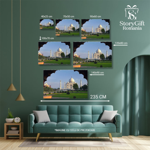 Tablou Canvas Vedere Iconica a Taj Mahal din Agra, India, UNESCO, India, Agra, turism, arhitectura 4429 40x25CM [4]