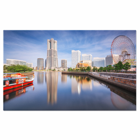 Tablou Canvas: Vedere la Minato Mirai 21, Yokohama - Peisaj Urban de Zi, Marime 40x25CM