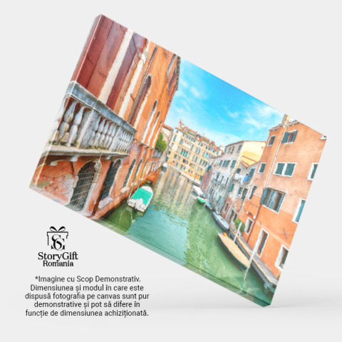 Tablou Canvas Vedere la Venetia cu Canalele Inguste Venetia, Canal, Pod, Arhitectura, Culoare 1208 40x25CM [3]