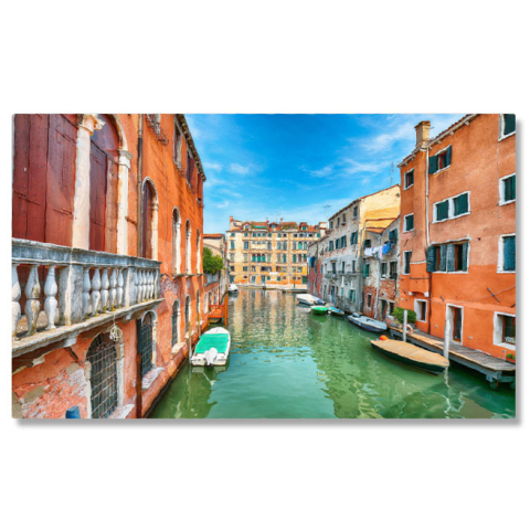 Tablouri Canvas - Tablou Canvas Vedere la Venetia cu Canalele Inguste Venetia, Canal, Pod, Arhitectura, Culoare 1208 40x25CM