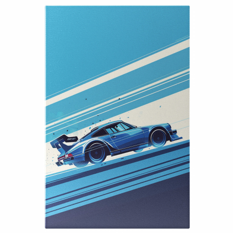 Tablouri Canvas - Tablou Canvas Mașină Albastră pe Linii Desenate, Marime 40x25CM