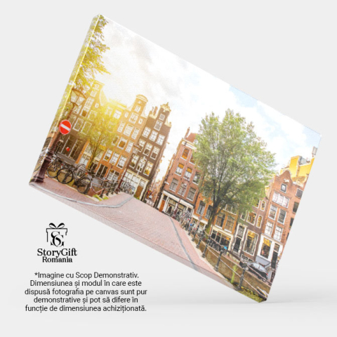 Tablou Canvas Vedere Panoramica la Amsterdam cu Canale si Orasul Vechi, amsterdam, city, netherlands, canal, travel 436 40x25CM [3]