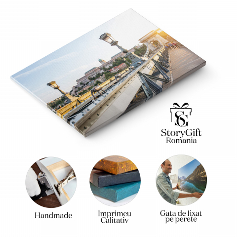 Vedere Urbană a Budapestei – Podul cu Lanturi și Dunărea – Tablou Canvas, Marime 40x25CM [1]