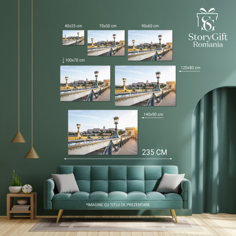 Vedere Urbană a Budapestei – Podul cu Lanturi și Dunărea – Tablou Canvas, Marime 40x25CM [3]