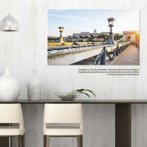 Vedere Urbană a Budapestei – Podul cu Lanturi și Dunărea – Tablou Canvas, Marime 40x25CM [2]