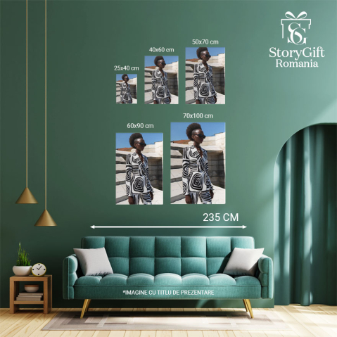 Tablou Canvas Vibrant și Versatil O Declarație de Stil a Fetei de Culoare în Mediu Urban Dinamic , Pictura Digitala 40x25CM [3]